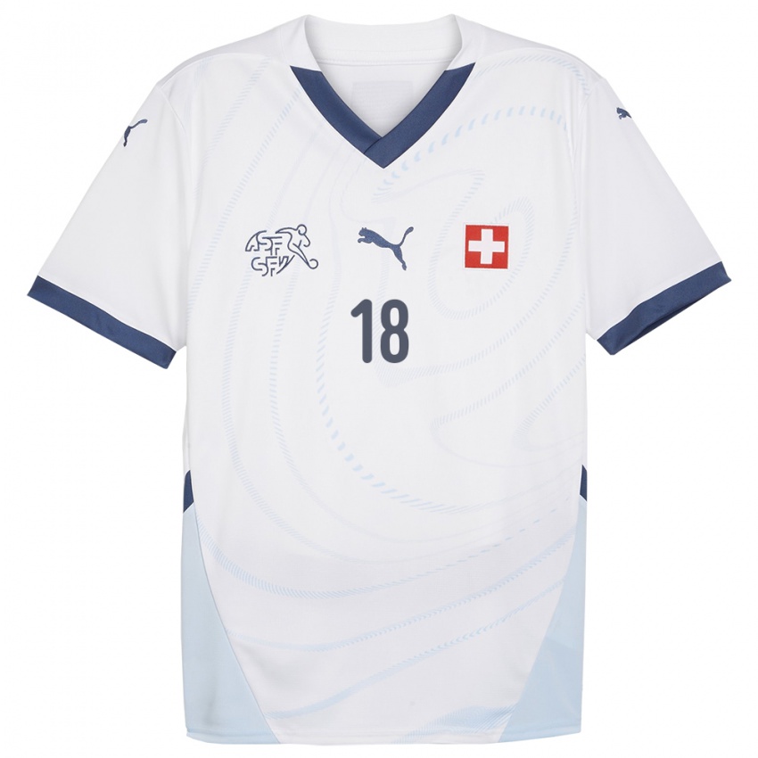 Homme Maillot Suisse Admir Mehmedi #18 Blanc Tenues Extérieur 24-26 T-Shirt Suisse