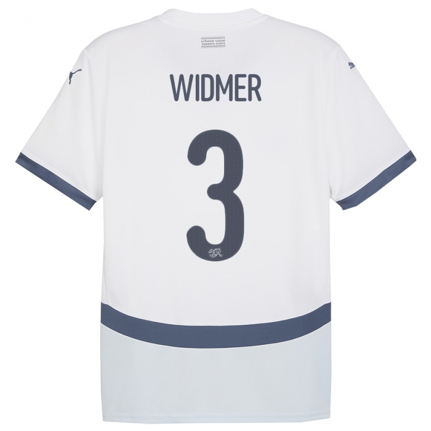 Herren Schweiz Silvan Widmer #3 Weiß Auswärtstrikot Trikot 24-26 T-Shirt Schweiz