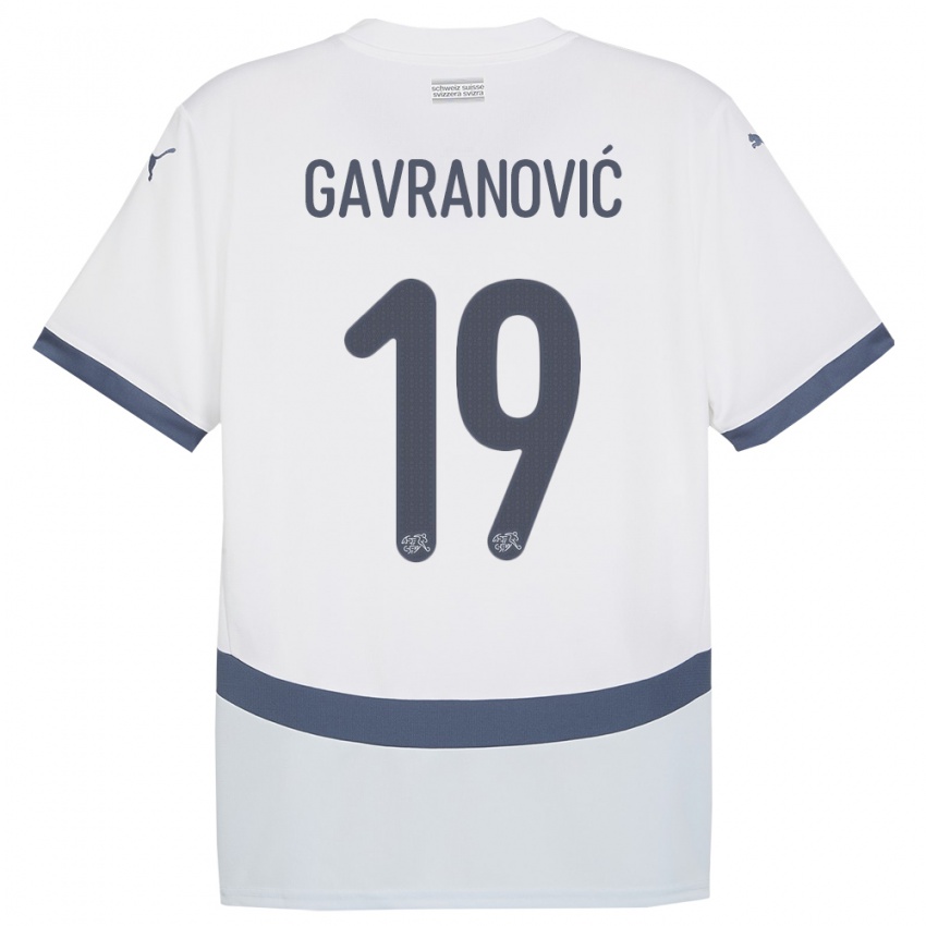 Herren Schweiz Mario Gavranovic #19 Weiß Auswärtstrikot Trikot 24-26 T-Shirt Schweiz