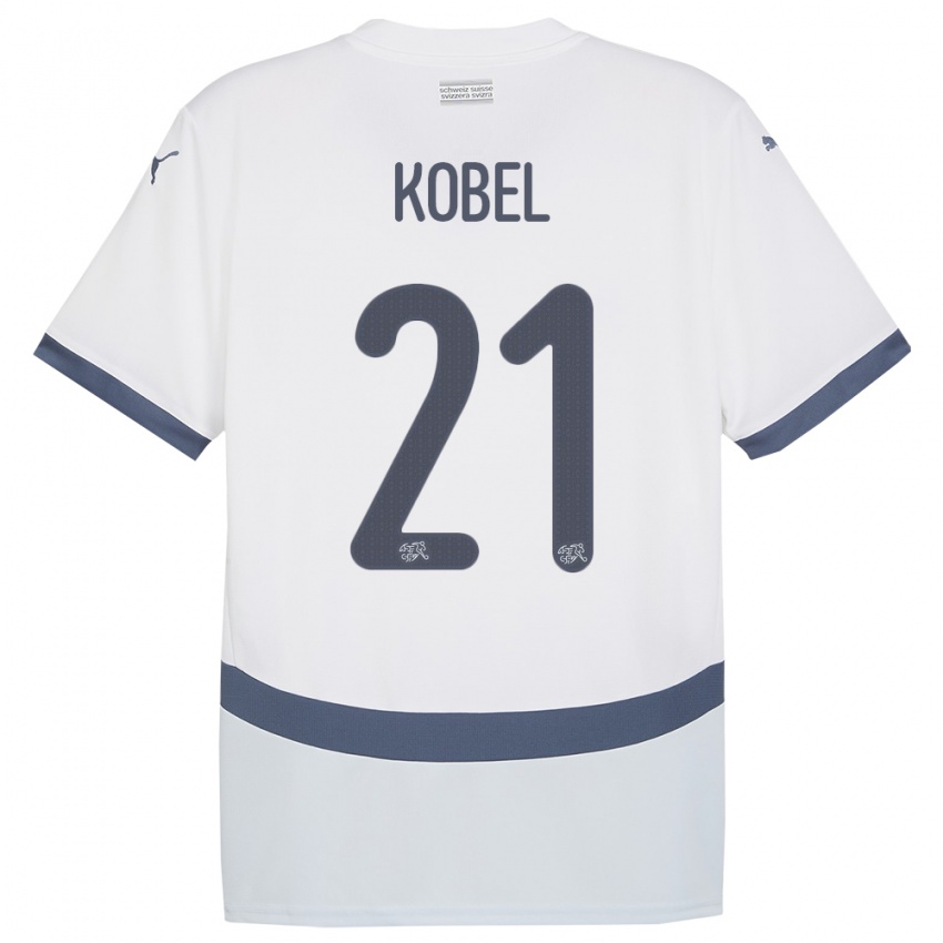 Homme Maillot Suisse Gregor Kobel #21 Blanc Tenues Extérieur 24-26 T-Shirt Suisse