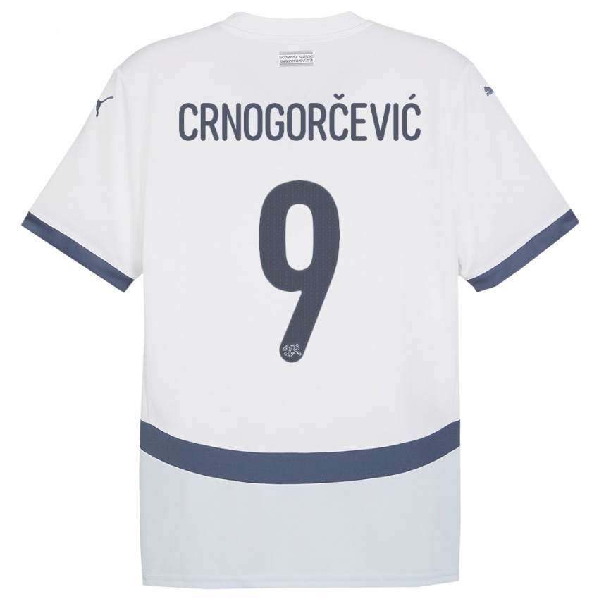 Homme Maillot Suisse Ana Maria Crnogorcevic #9 Blanc Tenues Extérieur 24-26 T-Shirt Suisse