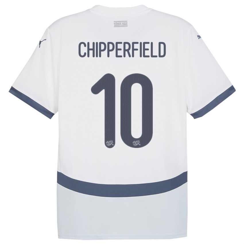 Herren Schweiz Liam Chipperfield #10 Weiß Auswärtstrikot Trikot 24-26 T-Shirt Schweiz