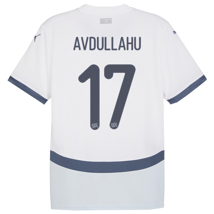 Herren Schweiz Leon Avdullahu #17 Weiß Auswärtstrikot Trikot 24-26 T-Shirt Schweiz