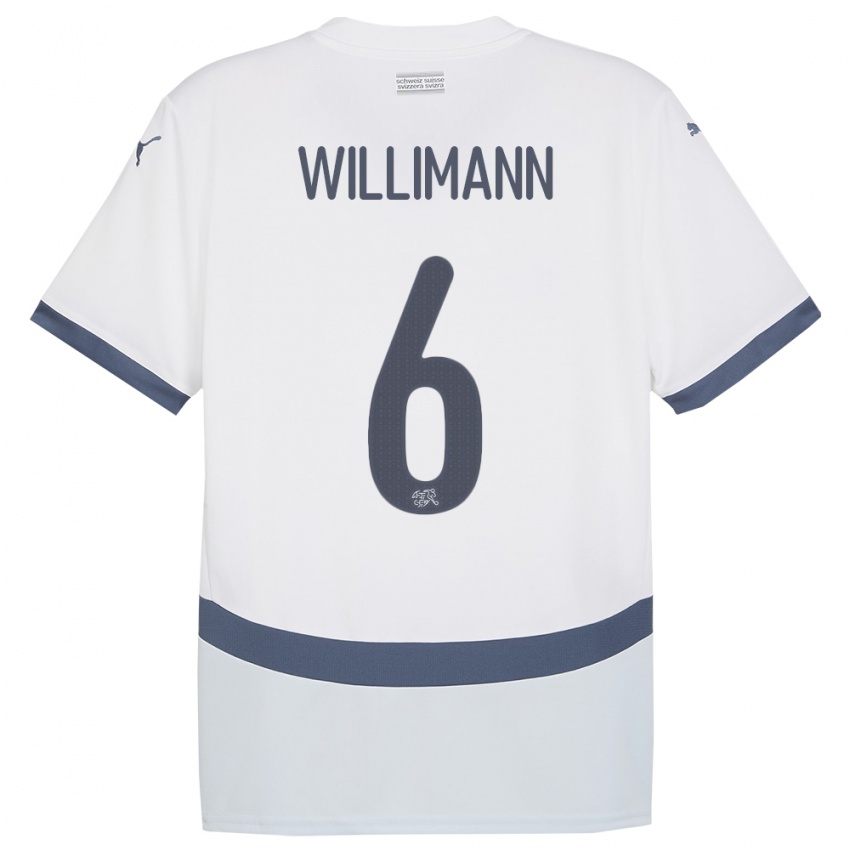 Homme Maillot Suisse Mauricio Willimann #6 Blanc Tenues Extérieur 24-26 T-Shirt Suisse