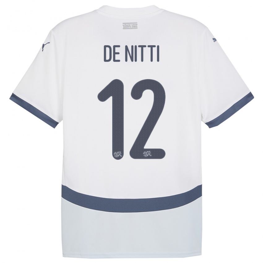 Herren Schweiz Gianni De Nitti #12 Weiß Auswärtstrikot Trikot 24-26 T-Shirt Schweiz