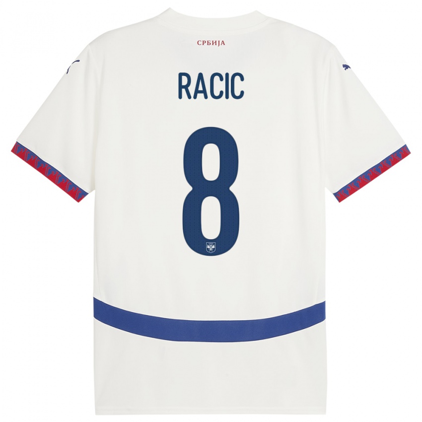 Herren Serbien Uros Racic #8 Weiß Auswärtstrikot Trikot 24-26 T-Shirt Schweiz