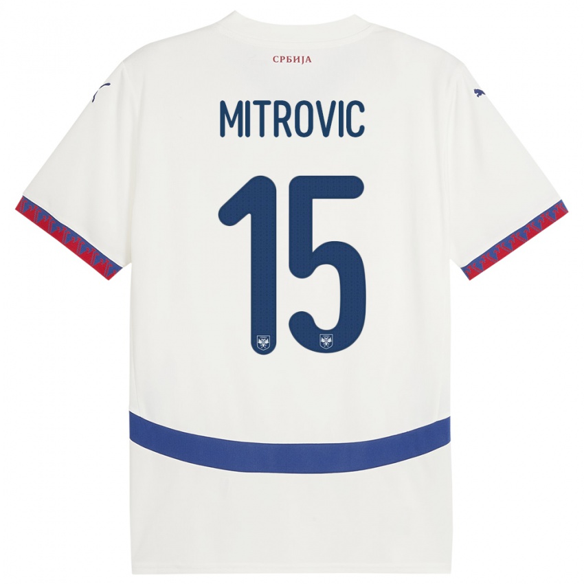 Herren Serbien Stefan Mitrovic #15 Weiß Auswärtstrikot Trikot 24-26 T-Shirt Schweiz