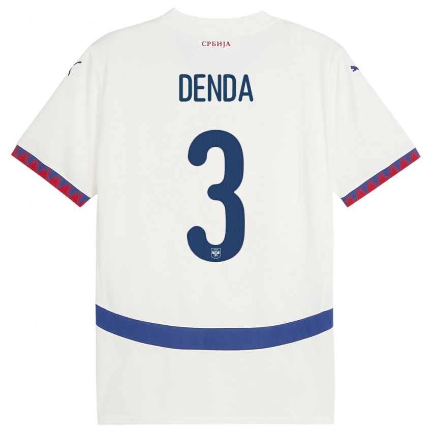 Herren Serbien Milica Denda #3 Weiß Auswärtstrikot Trikot 24-26 T-Shirt Schweiz