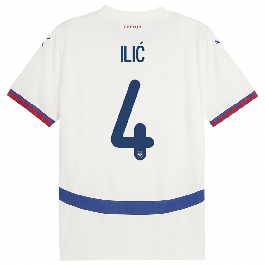 Herren Serbien Marija Ilic #4 Weiß Auswärtstrikot Trikot 24-26 T-Shirt Schweiz