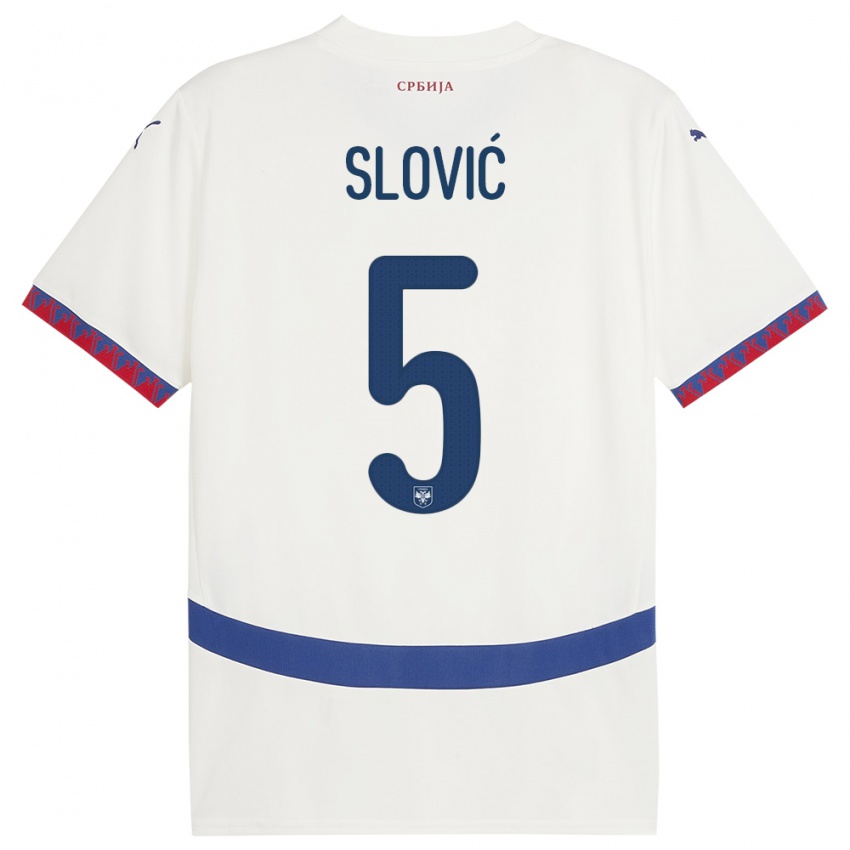 Homme Maillot Serbie Violeta Slovic #5 Blanc Tenues Extérieur 24-26 T-Shirt Suisse