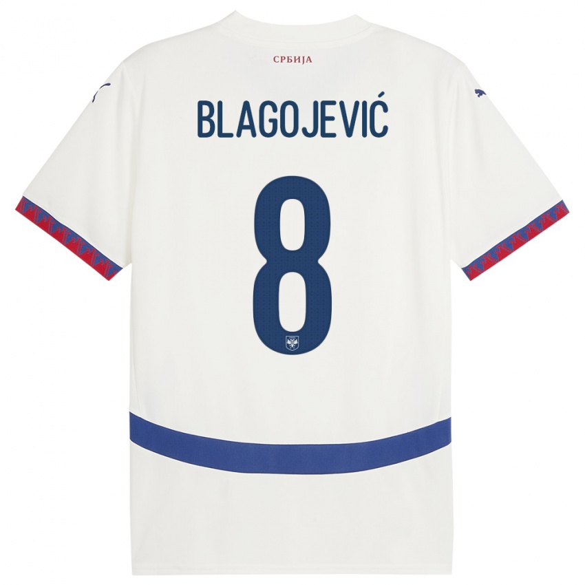 Herren Serbien Dina Blagojevic #8 Weiß Auswärtstrikot Trikot 24-26 T-Shirt Schweiz