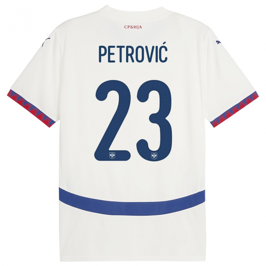 Herren Serbien Jovana Petrovic #23 Weiß Auswärtstrikot Trikot 24-26 T-Shirt Schweiz