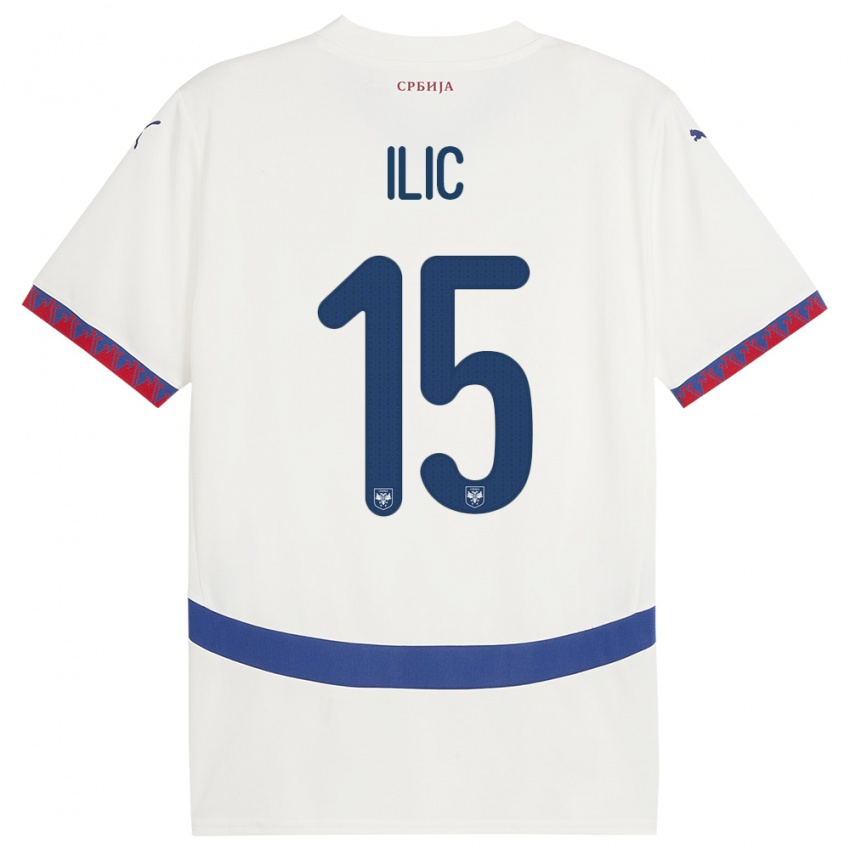 Herren Serbien Mihajlo Ilic #15 Weiß Auswärtstrikot Trikot 24-26 T-Shirt Schweiz
