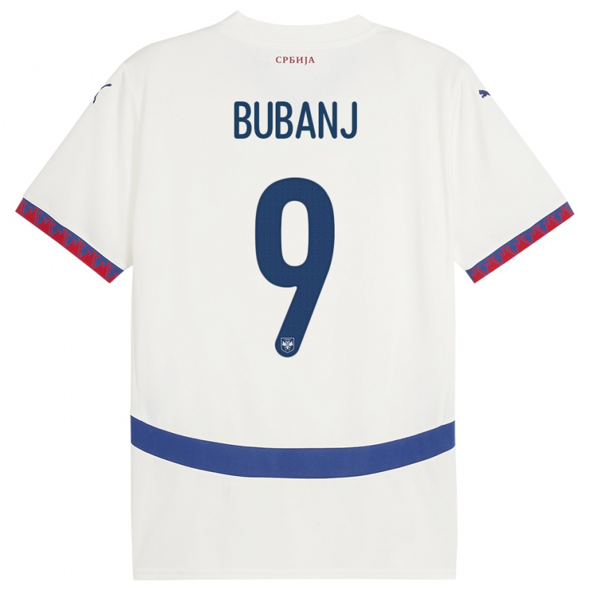 Herren Serbien Mateja Bubanj #9 Weiß Auswärtstrikot Trikot 24-26 T-Shirt Schweiz