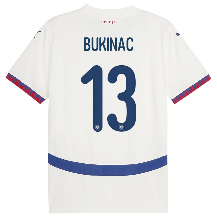 Herren Serbien Stefan Bukinac #13 Weiß Auswärtstrikot Trikot 24-26 T-Shirt Schweiz