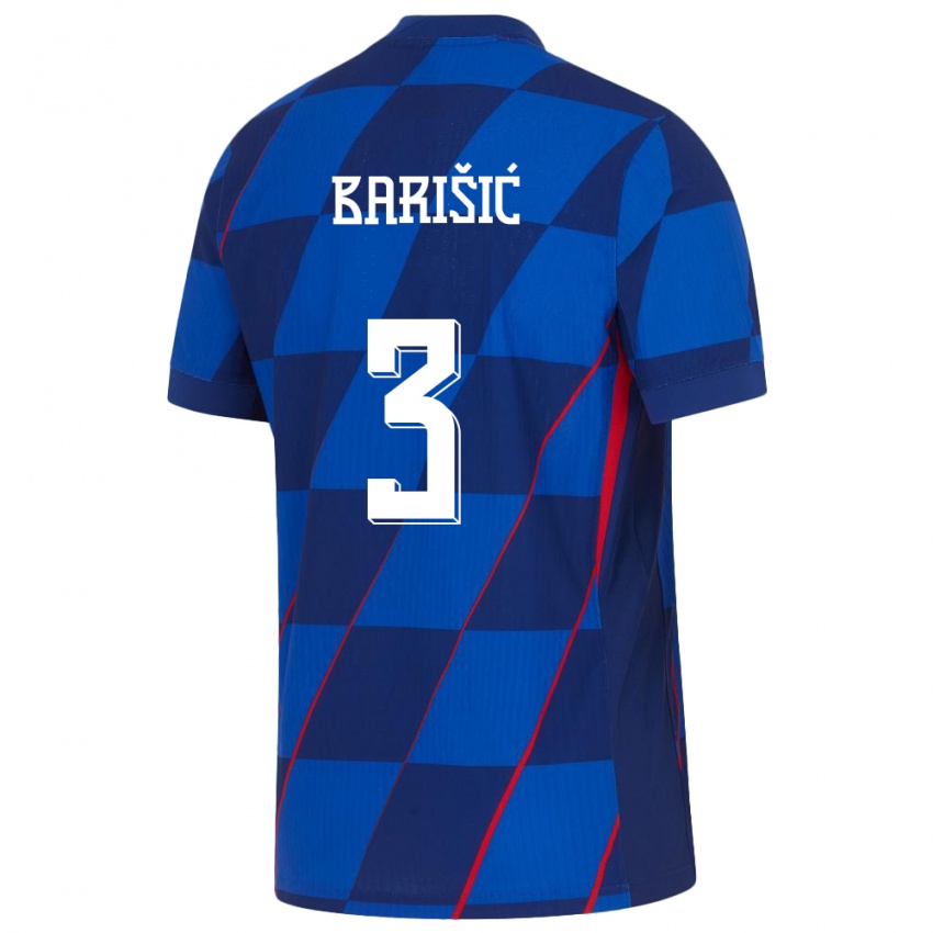Herren Kroatien Borna Barisic #3 Blau Auswärtstrikot Trikot 24-26 T-Shirt Schweiz