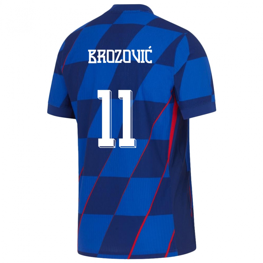 Herren Kroatien Marcelo Brozovic #11 Blau Auswärtstrikot Trikot 24-26 T-Shirt Schweiz