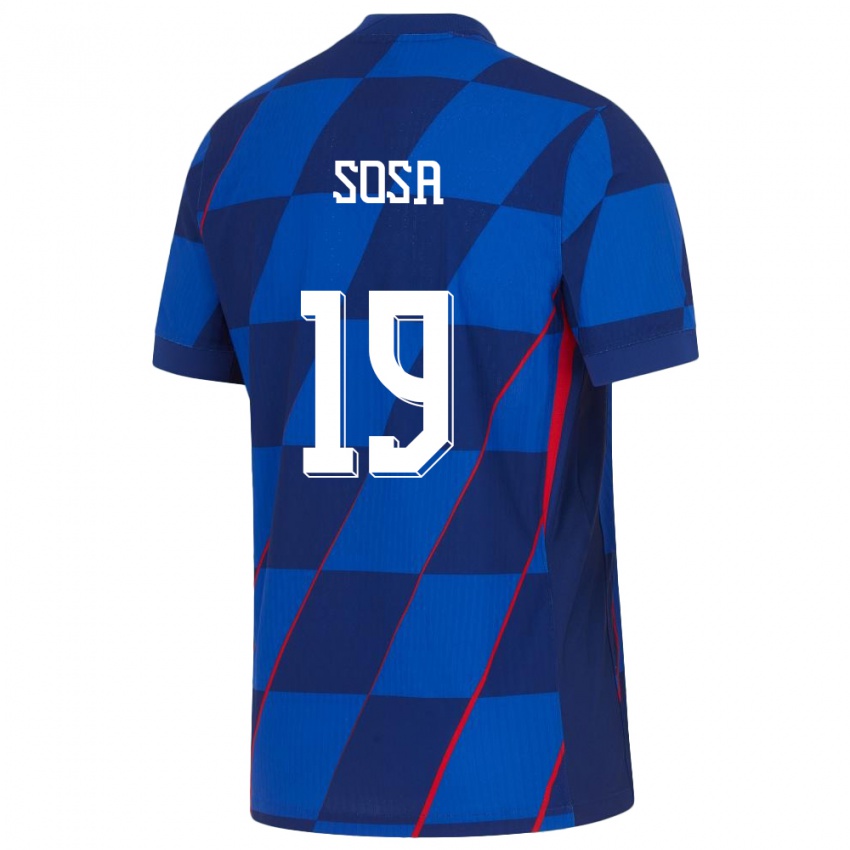 Herren Kroatien Borna Sosa #19 Blau Auswärtstrikot Trikot 24-26 T-Shirt Schweiz