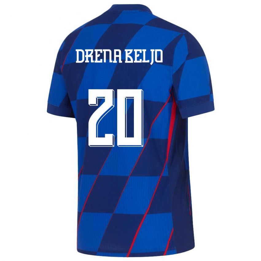 Homme Maillot Croatie Dion Drena Beljo #20 Bleu Tenues Extérieur 24-26 T-Shirt Suisse