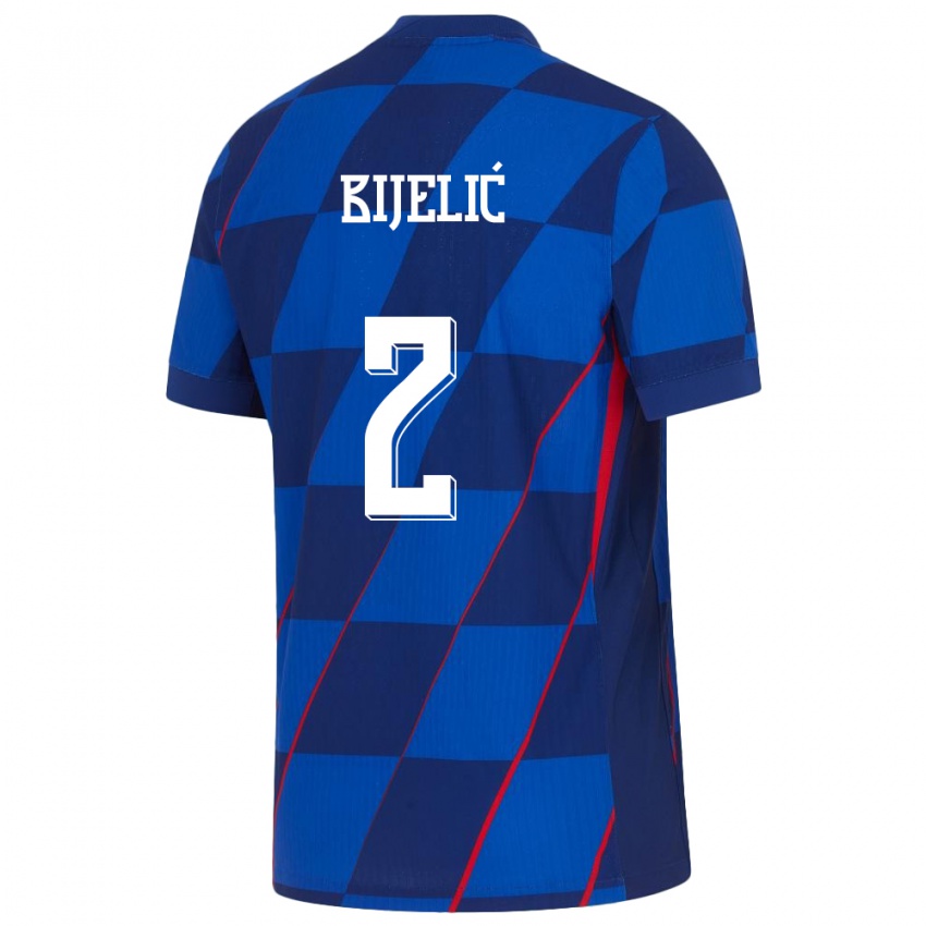 Herren Kroatien Dario Bijelic #2 Blau Auswärtstrikot Trikot 24-26 T-Shirt Schweiz