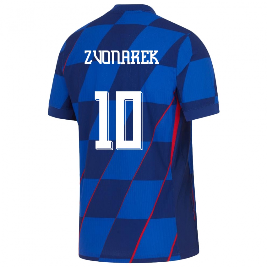 Homme Maillot Croatie Lovro Zvonarek #10 Bleu Tenues Extérieur 24-26 T-Shirt Suisse