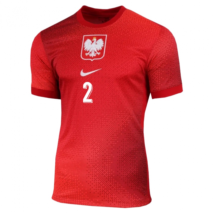 Homme Maillot Pologne Robert Gumny #2 Rouge Tenues Extérieur 24-26 T-Shirt Suisse