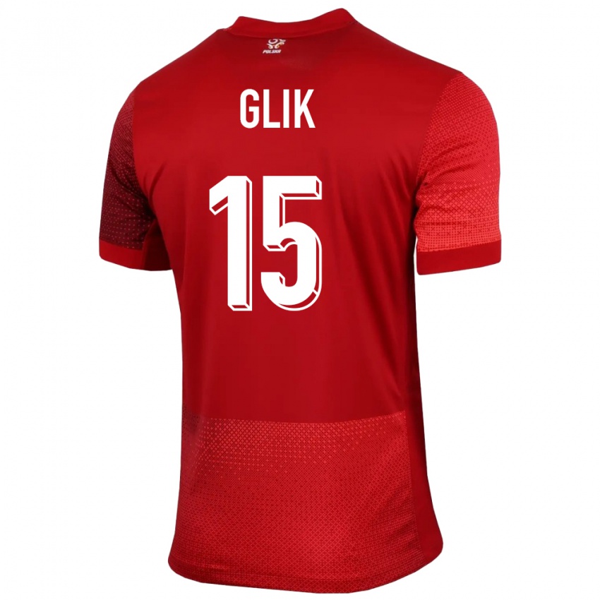 Homme Maillot Pologne Kamil Glik #15 Rouge Tenues Extérieur 24-26 T-Shirt Suisse