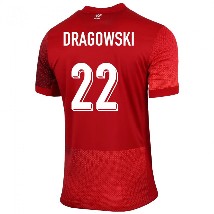 Homme Maillot Pologne Bartlomiej Dragowski #22 Rouge Tenues Extérieur 24-26 T-Shirt Suisse