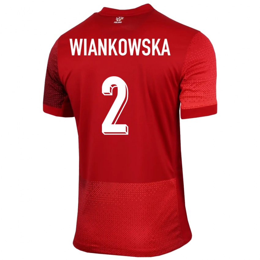 Homme Maillot Pologne Martyna Wiankowska #2 Rouge Tenues Extérieur 24-26 T-Shirt Suisse