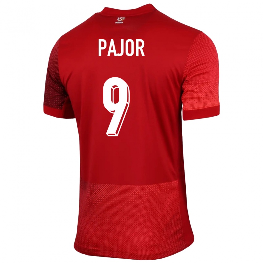 Homme Maillot Pologne Ewa Pajor #9 Rouge Tenues Extérieur 24-26 T-Shirt Suisse