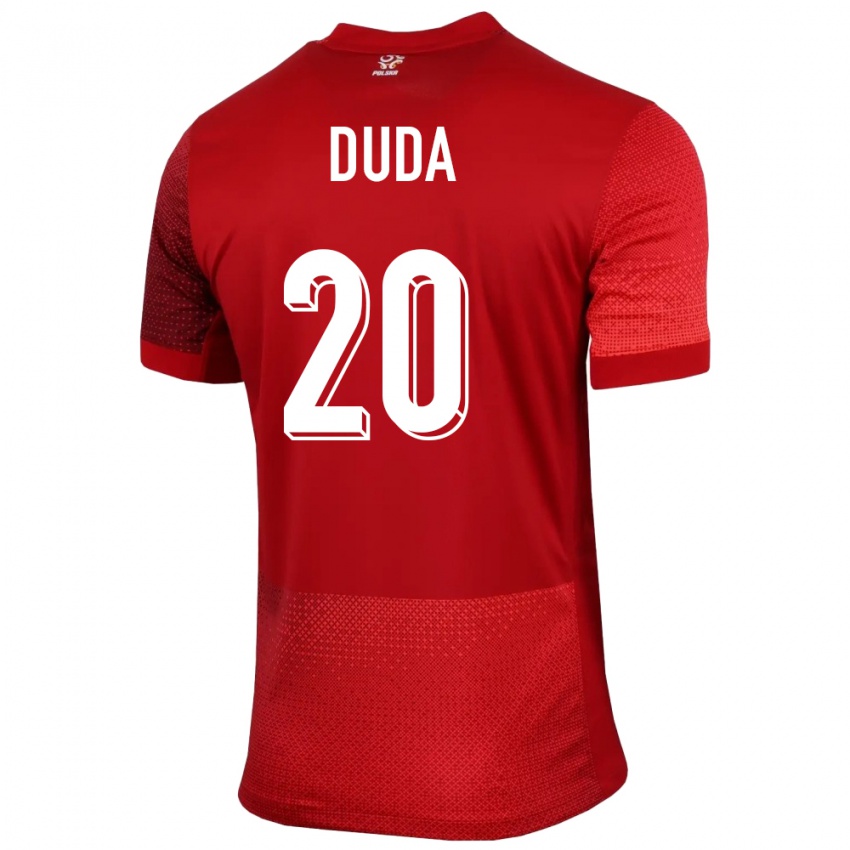 Homme Maillot Pologne Kacper Duda #20 Rouge Tenues Extérieur 24-26 T-Shirt Suisse