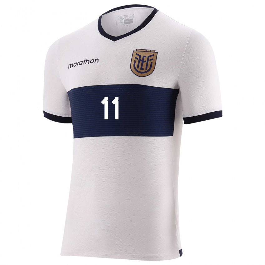 Homme Maillot Équateur Ambar Torres #11 Blanc Tenues Extérieur 24-26 T-Shirt Suisse