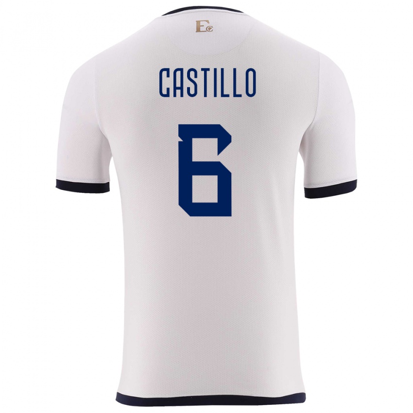 Herren Ecuador Byron Castillo #6 Weiß Auswärtstrikot Trikot 24-26 T-Shirt Schweiz
