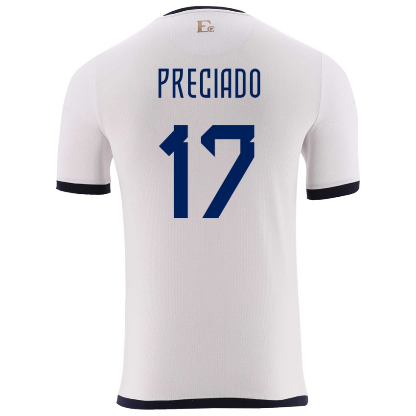 Herren Ecuador Angelo Preciado #17 Weiß Auswärtstrikot Trikot 24-26 T-Shirt Schweiz