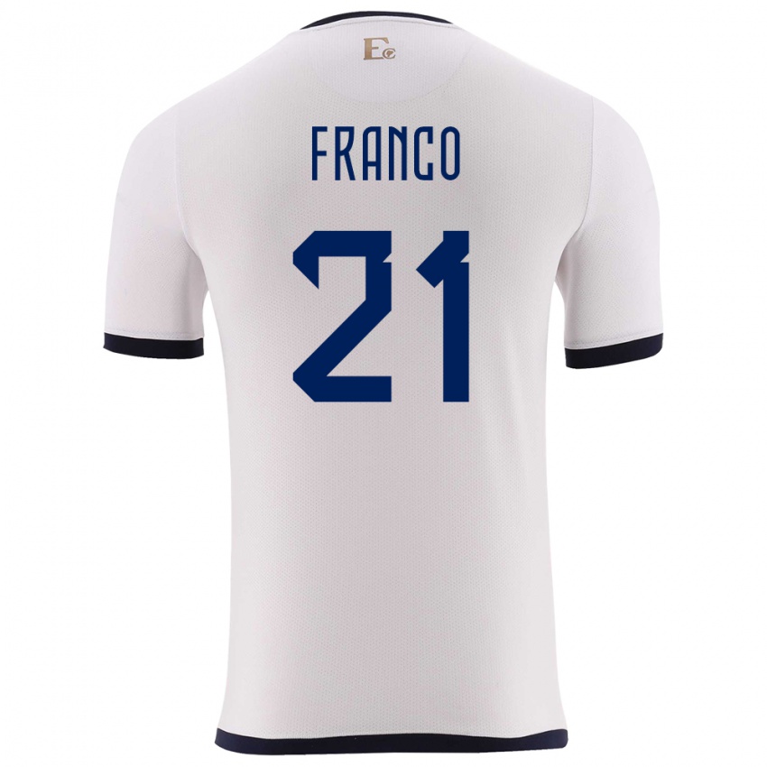 Homme Maillot Équateur Alan Franco #21 Blanc Tenues Extérieur 24-26 T-Shirt Suisse