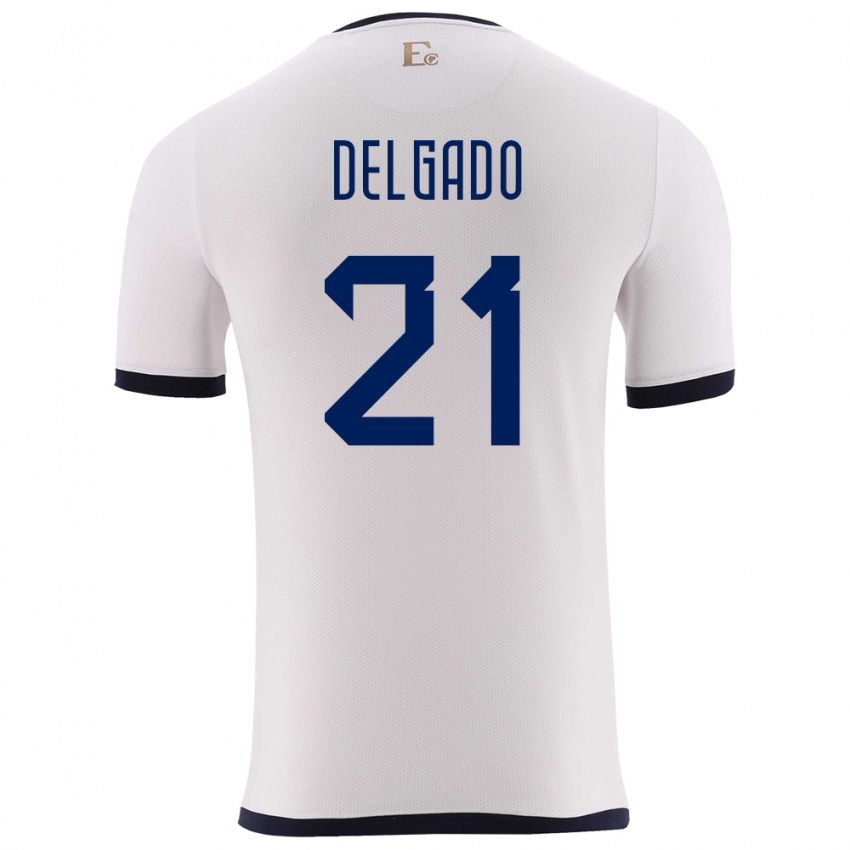 Herren Ecuador Patrickson Delgado #21 Weiß Auswärtstrikot Trikot 24-26 T-Shirt Schweiz