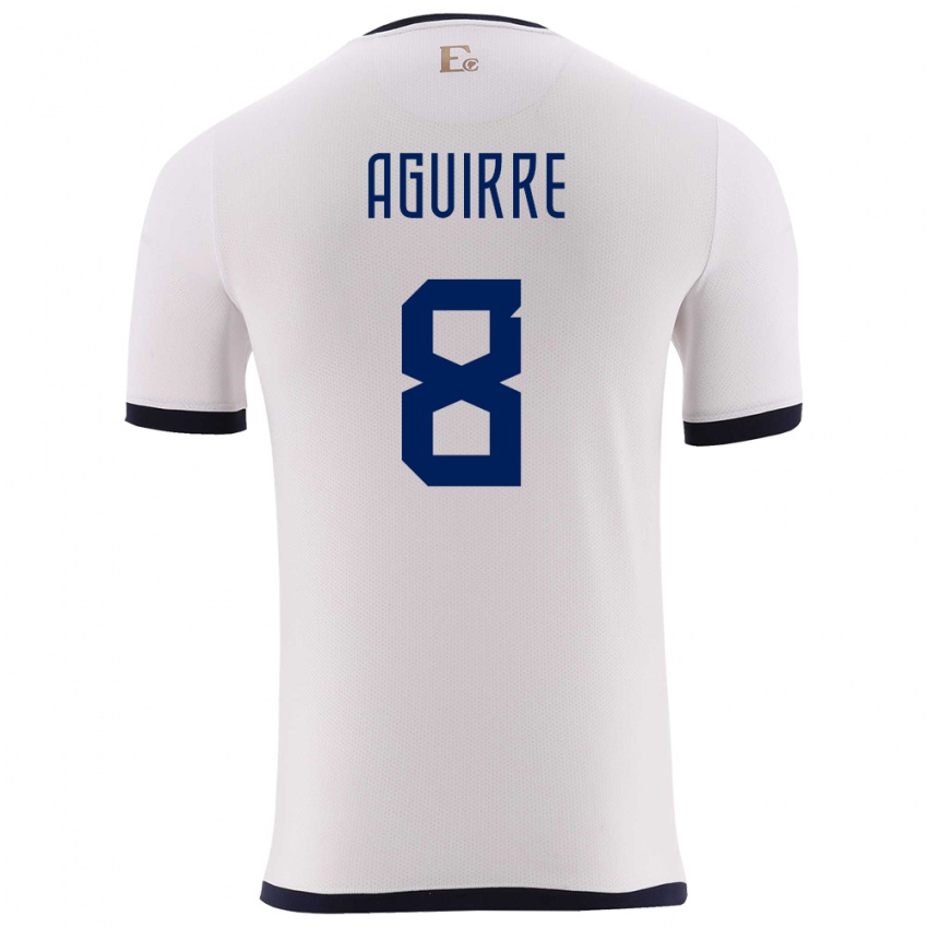 Homme Maillot Équateur Marthina Aguirre #8 Blanc Tenues Extérieur 24-26 T-Shirt Suisse