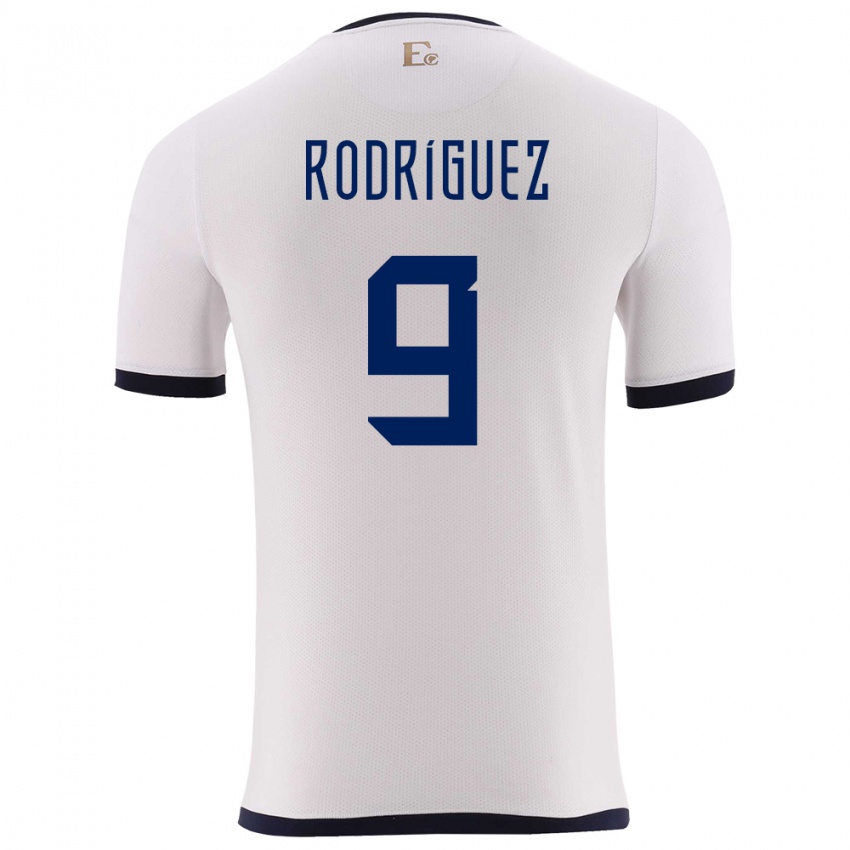 Homme Maillot Équateur Ingrid Rodriguez #9 Blanc Tenues Extérieur 24-26 T-Shirt Suisse