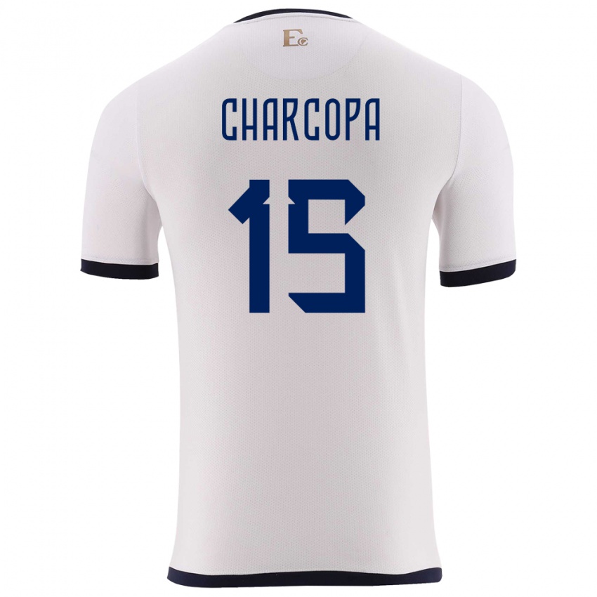 Homme Maillot Équateur Nicole Charcopa #15 Blanc Tenues Extérieur 24-26 T-Shirt Suisse