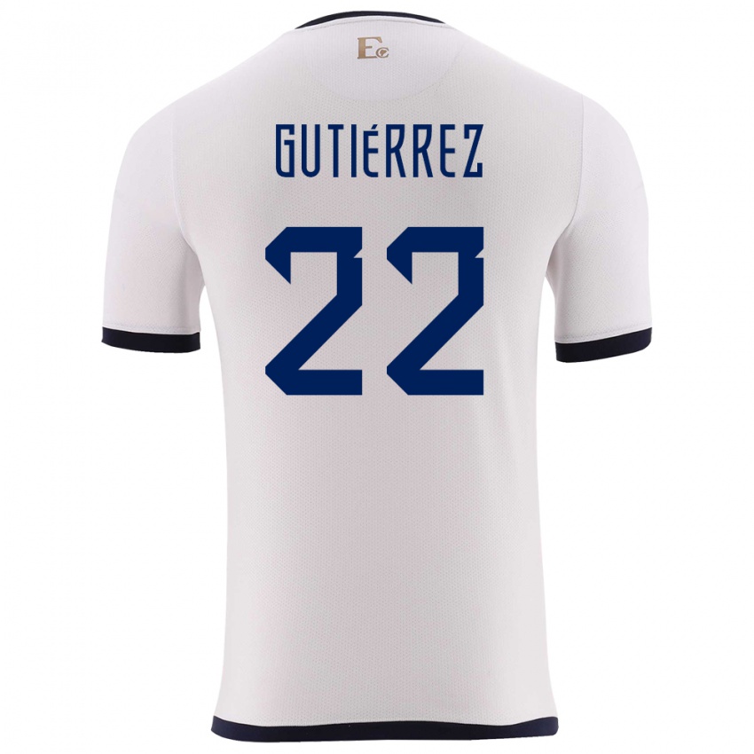 Homme Maillot Équateur Melanie Gutierrez #22 Blanc Tenues Extérieur 24-26 T-Shirt Suisse
