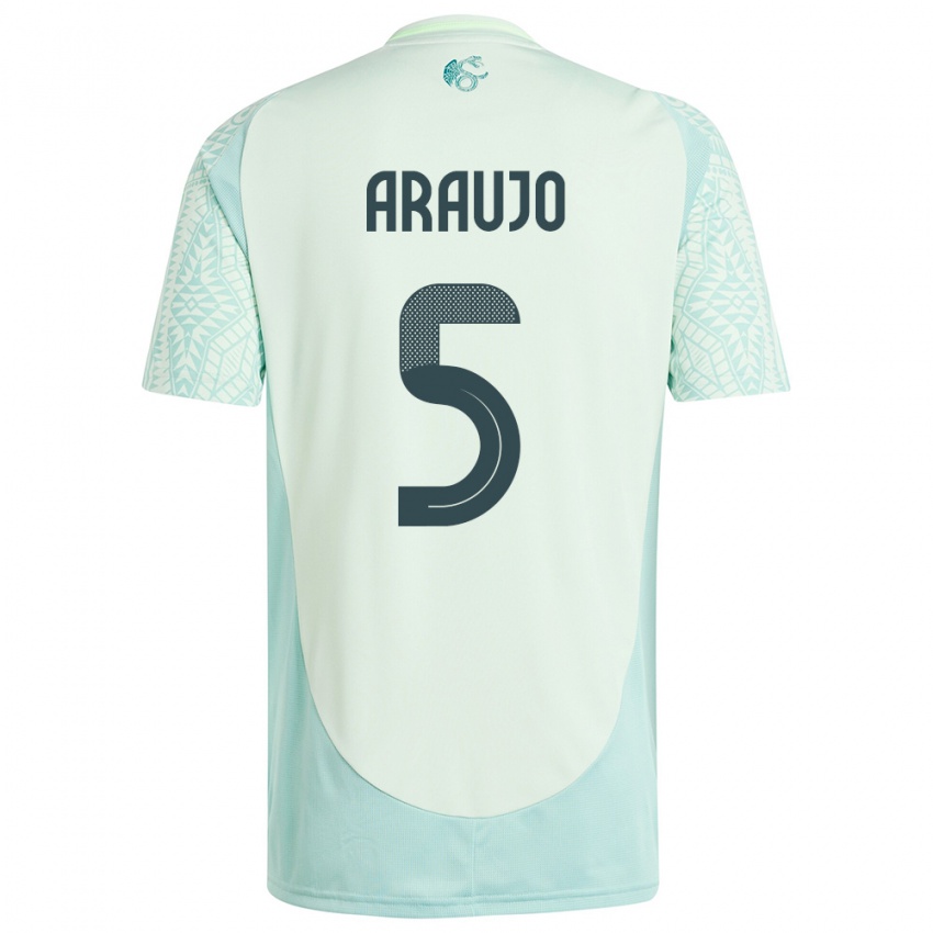 Herren Mexiko Julian Araujo #5 Leinengrün Auswärtstrikot Trikot 24-26 T-Shirt Schweiz