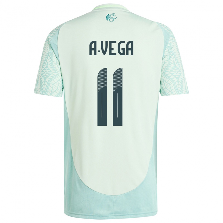 Herren Mexiko Alexis Vega #11 Leinengrün Auswärtstrikot Trikot 24-26 T-Shirt Schweiz