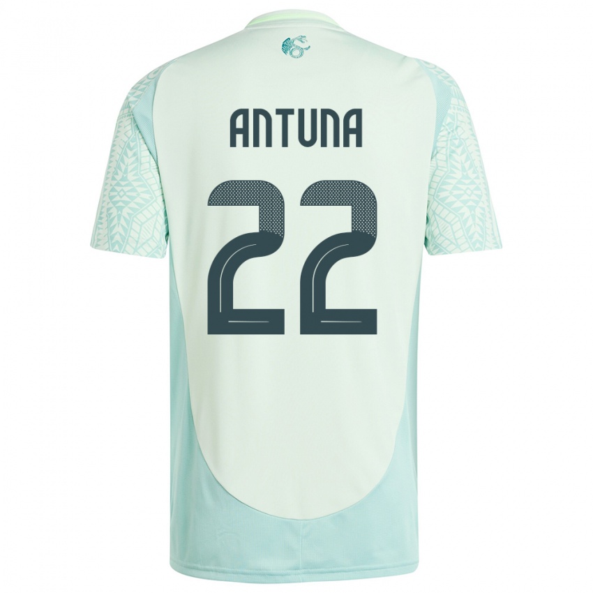 Herren Mexiko Uriel Antuna #22 Leinengrün Auswärtstrikot Trikot 24-26 T-Shirt Schweiz