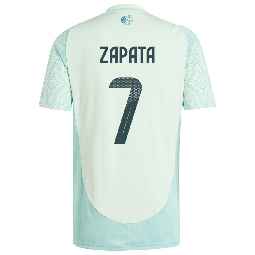 Herren Mexiko Angel Zapata #7 Leinengrün Auswärtstrikot Trikot 24-26 T-Shirt Schweiz