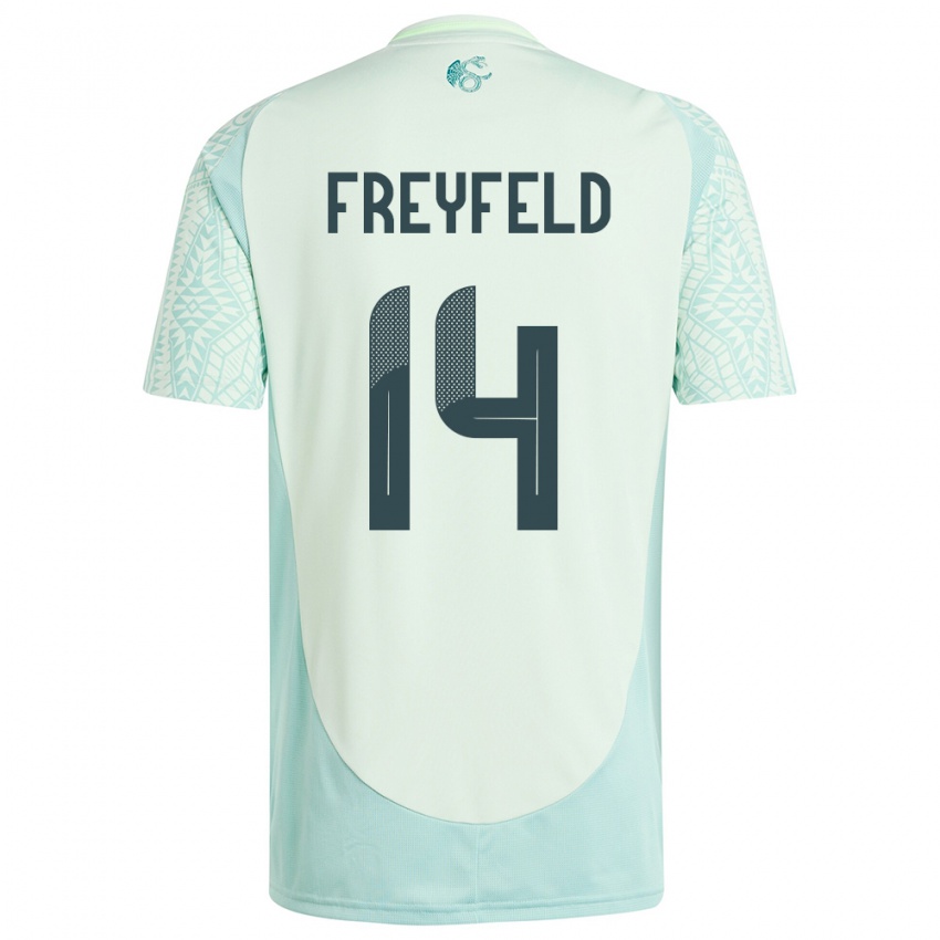 Herren Mexiko Emiliano Freyfeld #14 Leinengrün Auswärtstrikot Trikot 24-26 T-Shirt Schweiz