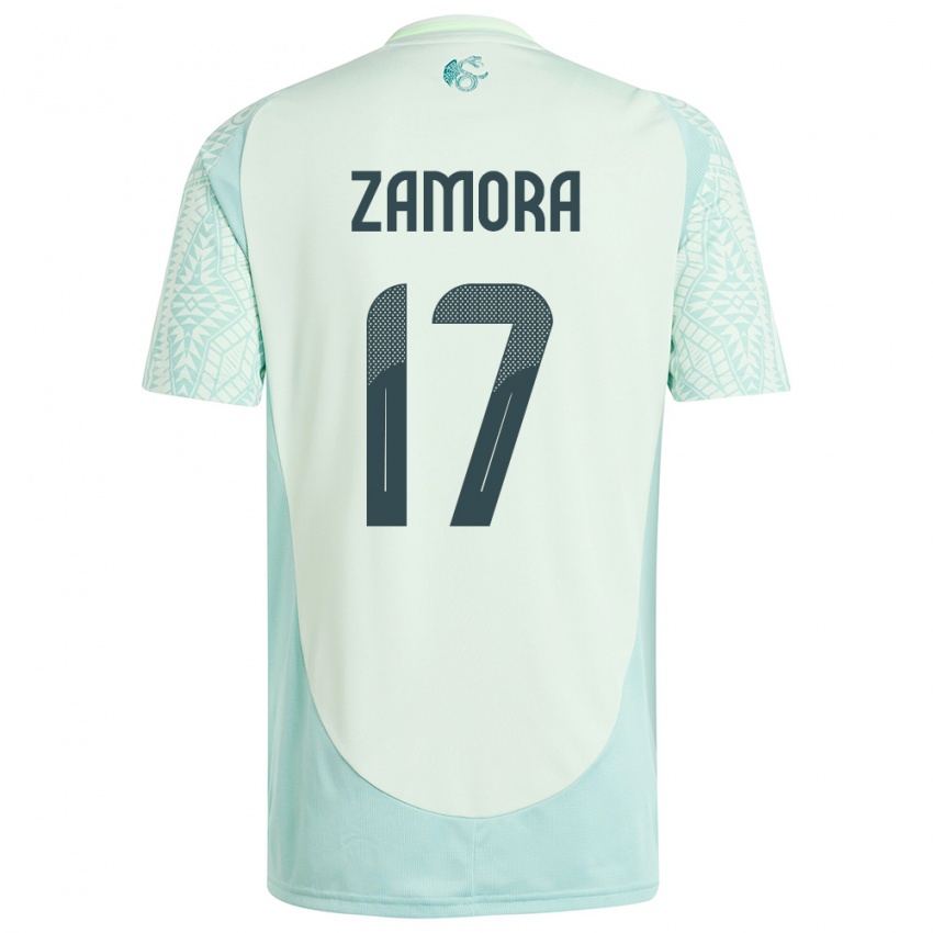 Herren Mexiko Saul Zamora #17 Leinengrün Auswärtstrikot Trikot 24-26 T-Shirt Schweiz