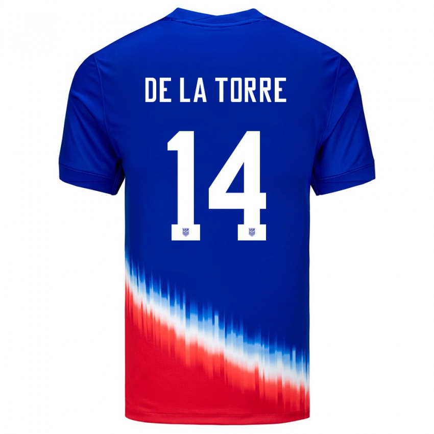 Herren Vereinigte Staaten Luca De La Torre #14 Blau Auswärtstrikot Trikot 24-26 T-Shirt Schweiz
