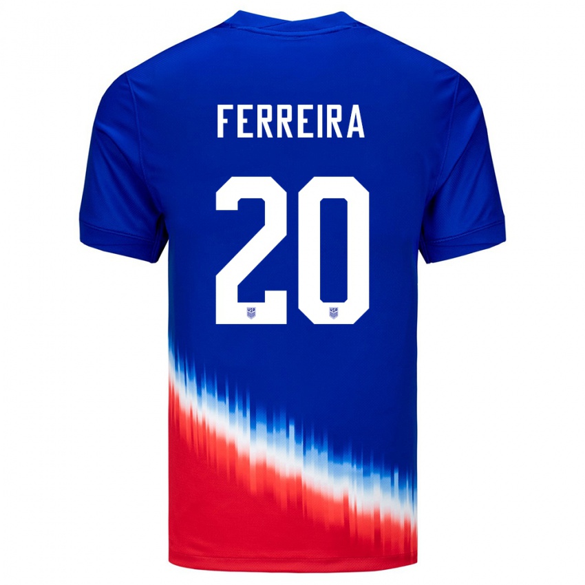 Herren Vereinigte Staaten Jesus Ferreira #20 Blau Auswärtstrikot Trikot 24-26 T-Shirt Schweiz