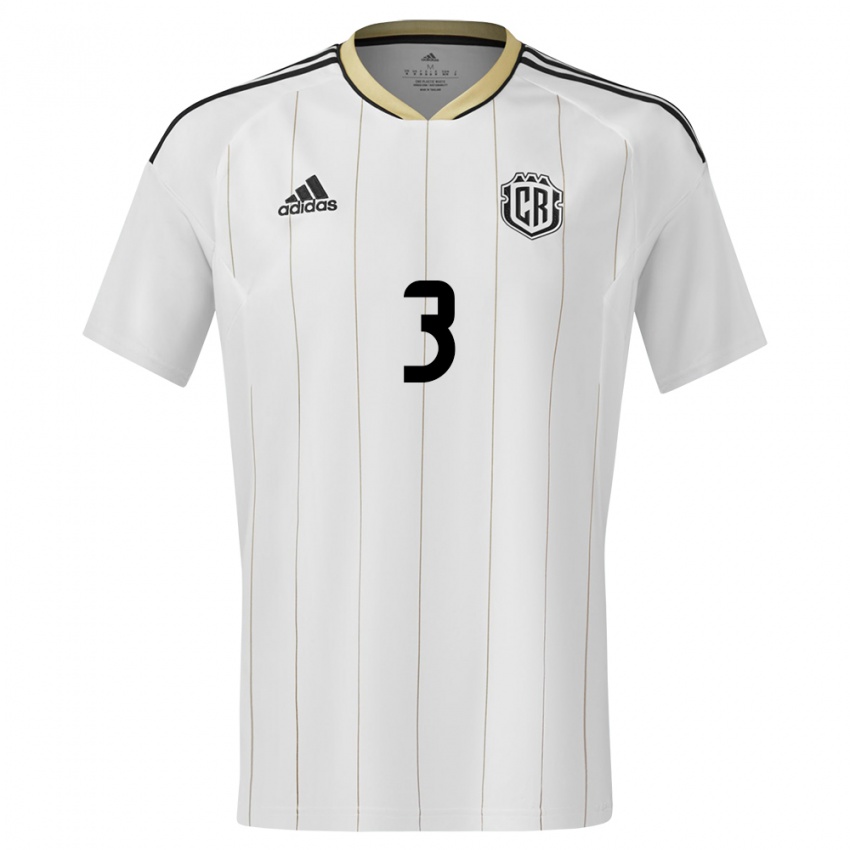 Homme Maillot Costa Rica Juan Pablo Vargas #3 Blanc Tenues Extérieur 24-26 T-Shirt Suisse
