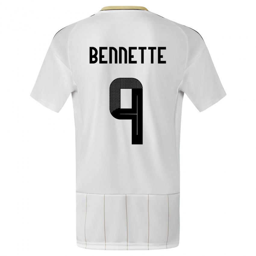 Homme Maillot Costa Rica Jewison Bennette #9 Blanc Tenues Extérieur 24-26 T-Shirt Suisse